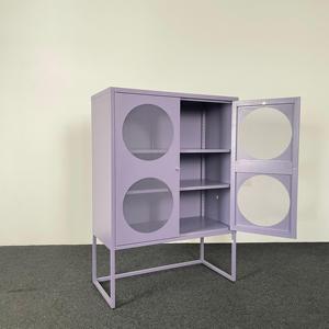 מודרני הדלת אחסון מתכת ארון בגדים לחדר אוכל סלון תצוגה צבעוני מתקפל ארון לתצוגה צבעונית לשימוש ביתי - Product Image 5