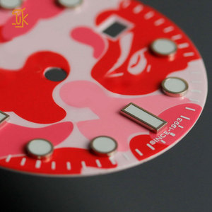 Tùy chỉnh đồng hồ quay số nhà sản xuất 28mm màu đỏ cam siêu sáng phù hợp nh34 nh35 tự động chuyển động đồng hồ quay số sửa đổi các bộ phận sản xuất - Product Image 2