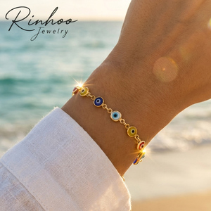 <span class=keywords><strong>Bracciale</strong></span> RINHOO Lucky Turkey Evil Blue Eye per Donna e Uomo, Braccialetto Regolabile con Occhio Rosso e Blu, Gioielli Portafortuna e Ricchezza - Product Image 1