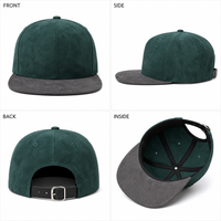Casquette de baseball personnalisable vierge à visière plate, 6 panneaux, snapback, en daim, bleu sarcelle et gris anthracite, réglable, pour le sport, vente en gros, OEM, faible MOQ