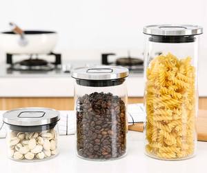 Hermético en vidrio de borosilicato, frascos con tapa de acero inoxidable granos recipiente de almacenamiento de contenedores para té, café al por mayor - Product Image 1