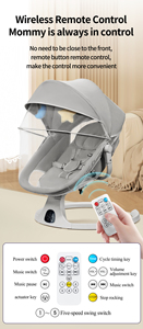 Columpio Eléctrico Multifuncional 5 en 1 para Bebés, <span class=keywords><strong>Cuna</strong></span> Mecedora Automática para Recién Nacidos con Música y Control Remoto - Product Image 6