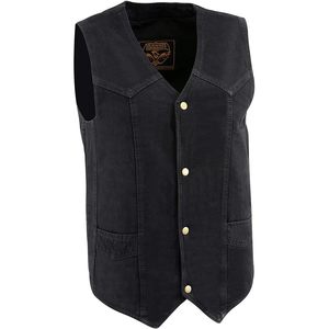 2025 cuir DM1310 hommes classique Western Style Cowboy Biker gilet noir Denim avec fermeture à bouton-pression - Product Image 4