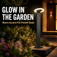 Lampe de jardin LED en forme d'anneau, lumière chaude, éclairage d'ambiance moderne pour allée, cour, pelouse