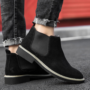 Stivaletti Chelsea da <span class=keywords><strong>Uomo</strong></span> alla Moda in Pelle Scamosciata Nera di Alta Qualità con Logo Personalizzato per l'Inverno - Product Image 5