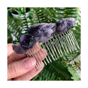 Peigne en jade personnalisé HZ, peigne à cheveux en <span class=keywords><strong>pierre</strong></span> naturelle fluorée, peigne de massage pour <span class=keywords><strong>la</strong></span> tête en jade - Product Image 3