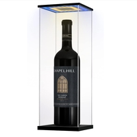 Boîte de présentation de bouteille de vin en acrylique réglable anti-poussière personnalisée avec lumière LED pour vin rouge, bière et whisky