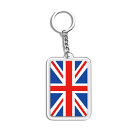 Porte-clés en acrylique avec drapeau national, impression UV double face, imperméable, avec anneau métallique