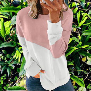 Sweat à capuche pour femme, respirant, écologique, anti-plis, imprimé, color block, manches longues, avec logo frontal, pour automne/printemps/été - Product Image 3