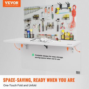 White 39.37\&quot; X 19.69\&quot; Wall-Mounted Foldable Desk Iron Bracket Drop Leaf <strong>Table</strong> for Home <strong>Office</strong> Dining Laundry Bar <strong>Small</strong> <strong>Spaces</strong> - Product Image 2