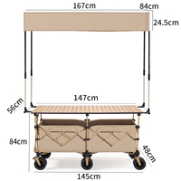 Chariot de pique-nique et de camping pliable robuste à quatre roues avec cadre en acier, couleurs personnalisables, vente en gros OEM