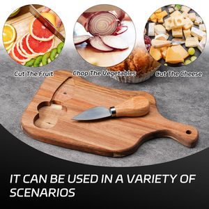 Tabla de cortar de madera de acacia con mango, forma de paleta, tabla para servir queso para uso en la cocina - Product Image 3