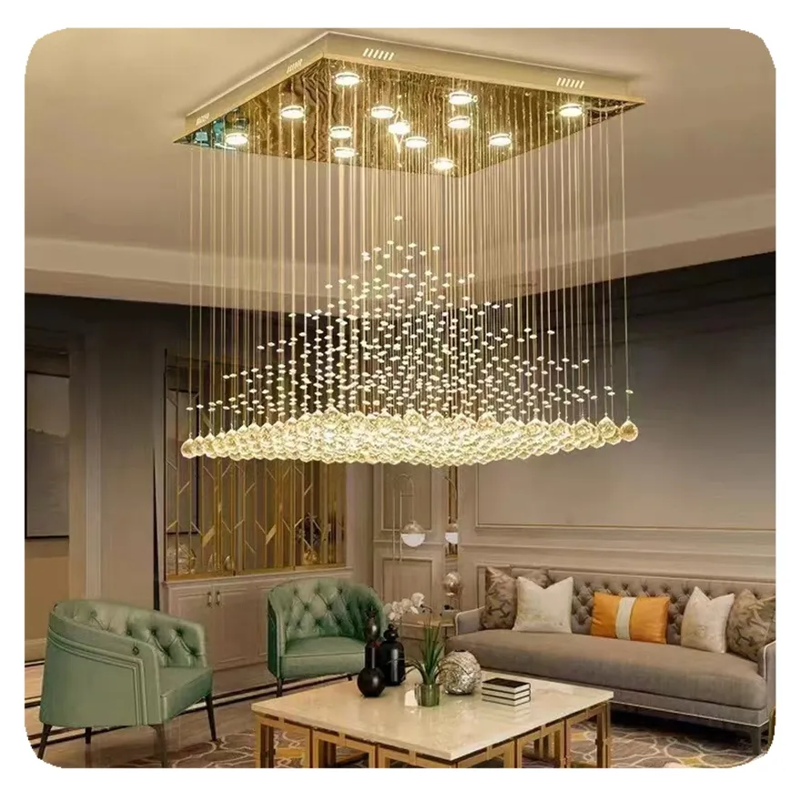 LIANGTE 2024 individuelles Gold Restaurant Haus Deko Hotel Hochzeit Deckenlampe Globus-Pendelleuchte Kristall-Kronleuchter