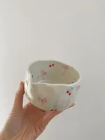 Ensemble de matcha en céramique nordique tasse à matcha florale personnalisée faite à la main avec logo