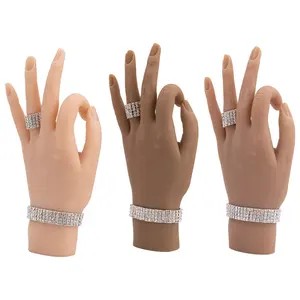 6 видов цветов левый и правый силиконовый ручной Стразы для ногтей для рук моделирование полные руки для нейл-арта