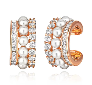 Orecchino a Clip Maimang Personalizzato in <span class=keywords><strong>Argento</strong></span> Sterling <span class=keywords><strong>925</strong></span> Placcato Oro 18K con Perla e Zircone Senza <span class=keywords><strong>Piercing</strong></span> per Donne - Product Image 6