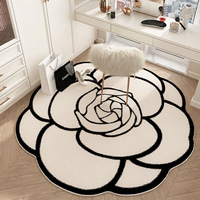 Tapis de salon - Style carré, motif plantes et fleurs, résistant aux taches, facile d'entretien, durable, en velours cristal, style Instagram