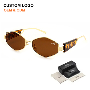 Gafas de Sol Hexagonales con Marco Dorado Pequeño de Lujo al por Mayor, Gafas de Sol de Metal Vintage para Mujer con Logotipo Personalizado, Estilo Punk - Product Image 1