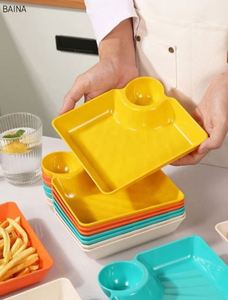 Assiette carrée japonaise créative en plastique pour sushi, avec compartiment à vinaigre, pour usage domestique, collations, desserts et pâtisseries de haute qualité, vente en gros - Product Image 2