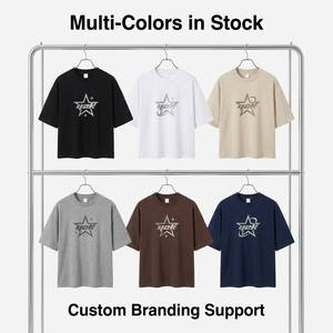 T-shirt Oversize Personalizzata 100% Cotone con Spalle Cadenti e Taglio Boxy, 280GSM Pesante, Corta, Tinta Unita, Stile Streetwear, <span class=keywords><strong>Abbigliamento</strong></span> Uomo Y2K - Product Image 3