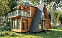 Maison triangulaire à ossature en acier durable, résistante aux intempéries, préfabriquée en forme de A, pour villa, chalet de montagne ou de bord de mer, ou appartement.