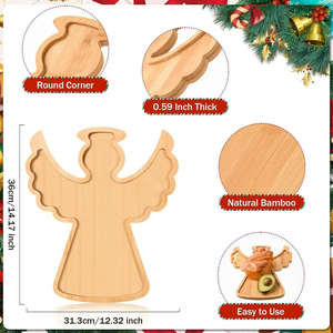 Bamboo <b>Angel</b> Shaped Serving Tray Christmas Theme Fruit Bread <b>Board</b> Multi Functional Easy Clean Tableware - Product Image 4