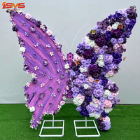 Arco de Flores Artificiales Gigantes de Metal en Forma de Mariposa, Color Morado, para Bodas, Venta Caliente SMS