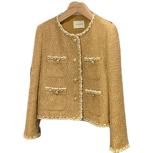 Français à la mode hiver dames Tweed vestes décontracté court Cardigans boutons mode élégant tricoté court manteaux courts pour les femmes - Product Image 5