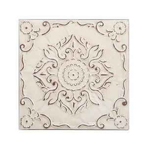 Metal Nordic Retro Style Decor Hanging Home Garden Square Wall Hanging Carved Flower Shapes Wall Art