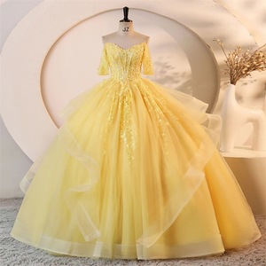 Nuevo Vestido Elegante para Actuación Individual en Conciertos Anuales de Empresa, Vestido de Noche para Anfitriona, Vestido para Examen de Canto, Vestido Pong de Hilo Colorido - Product Image 1