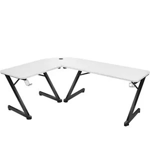 Oyun L masası beyaz Fiber levha melamin kurulu masaüstü Fiber karbon yüzey oyun masası ev ofis için