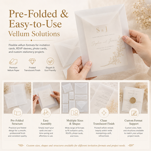 Enveloppe en vélin doré à chaud de qualité supérieure et enveloppe d'invitation translucide avec boîte en carton rigide assortie pour mariage de luxe - Product Image 4
