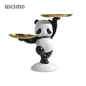 Современное домашнее украшение сервировочный ключ лоток панда из смолы ремесло орнамент гостиная украшение дома оптовая продажа