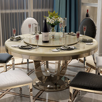 Moderner minimalisti scher luxuriöser Esstisch aus Edelstahl marmor Home Dining Runder Tisch mit rundem Plattenspieler-Tisch und Stühlen