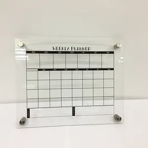 Prezzo di vendita della fabbrica stampa personalizzata Acrilico Calendario Planner Riutilizzabile Senza Cornice Acrilico Trasparente Segno Mensile Fissato Al Muro Planner