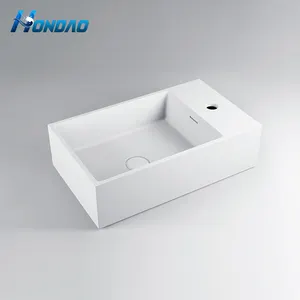 Fonksiyonel kompakt duvara monte lavabo akrilik katı yüzey banyo havzası lavabo sıcak dokunmatik lavabo