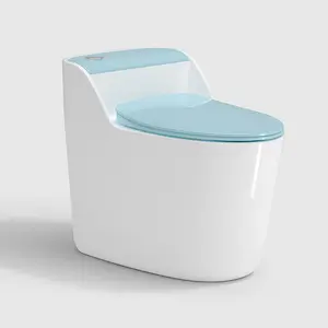Sud America qualità S-trap Water Closet Toillets Ceramic 300 Mm Double Flush sifonic Jet One Piece Toilet Bowl Blue