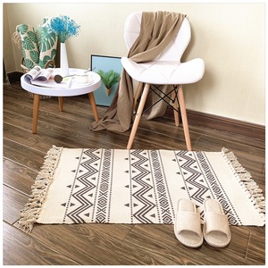 Haute qualité rayé motif coton lin gland tapis tapis lavable en Machine tapis personnalisés pour salon <span class=keywords><strong>Table</strong></span> basse - Product Image 5