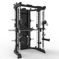 POWERMAN FITNESS Novedad: Jaula de Sentadillas y Levantamiento de Pesas Comercial Smith Power Rack de Acero Estructural de Calibre Pesado, Negra