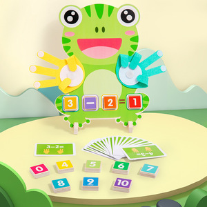 Cartoon Animal Frog Wooden Math <b>Toy</b> Baby Color Cognitive Matching Finger Number Decomposition Add Subtract Operation for Kids - Product Image 5