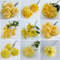 Fleurs de mariage jaunes citron simulées de 24 ans pour les décorations de Noël et d'hôtel, fleurs artificielles durables
