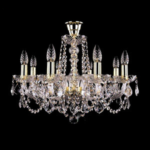 Crystal <b>Chandelier</b> Gold Finish E26 Bulb Base LED 3500K Warm White Adjustable Height Dimmable Ra90 5-Year Warranty Pendant Light - Product Image 1