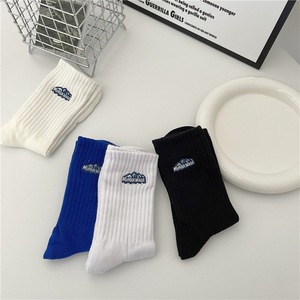 Momoremad Crew <b>Socks</b> White Blue Black Milky White Solid Color <b>Polyester</b> Fiber Casual Daily Wear Youth Sport <b>Socks</b> - Product Image 3
