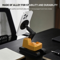 Nouvelle innovation : support de téléphone magnétique stabilisateur rotatif à 360° avec base lestée, design pliable, support de téléphone en métal pour bureau