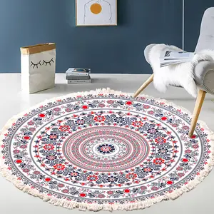 Dji ronin-alfombras grandes para sala de estar, alfombra circular de algodón y lino, Bohemia, marroquí, redonda