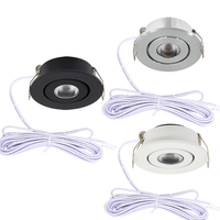 Spot LED encastré moderne 3W facile à installer, mini-luminaire de meuble réglable à haute luminosité, intensité variable pour vitrine et placard