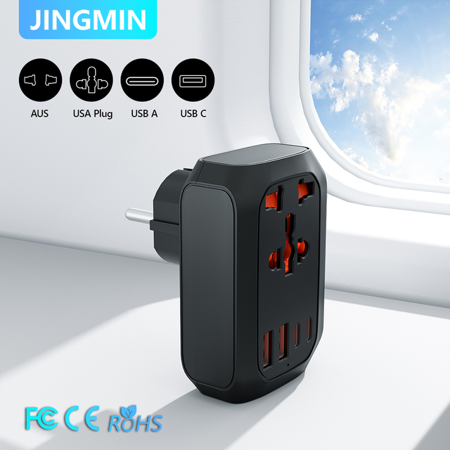 Global Travel Power Adapter All in 1 Charge for 5 Devices 4 Kinds of Conversion Plug Suitable for Multiple Countries