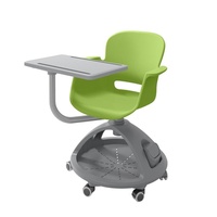 Chaise d'entraînement multifonctionnelle en plastique avec tableau d'écriture et roulettes pivotantes pour salle de classe, école et usage scolaire
