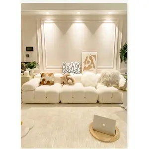 Ensemble de canapés de salon, meubles clairs, crème de luxe, canapé moderne en bois OEM pour la chambre à coucher