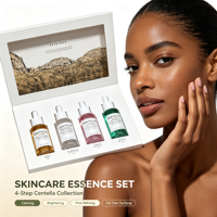 Kit d'Ampoules Centella de Madagascar 4 Types : Sérum Apaisant, Éclaircissant, Resserre les Pores et Soulage les Irritations Cutanées